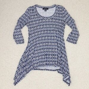 Karen Kane Blue Patterned Shirt